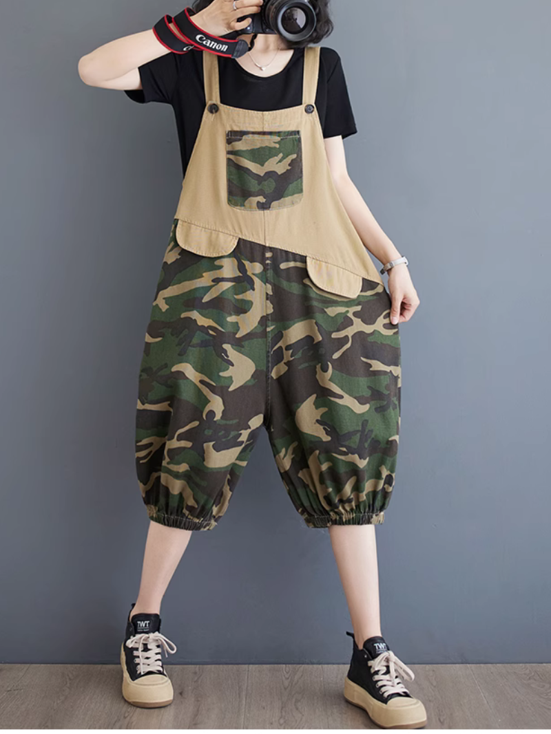 Women's Fashionable Cropped Pants Summer Denim Dungarees