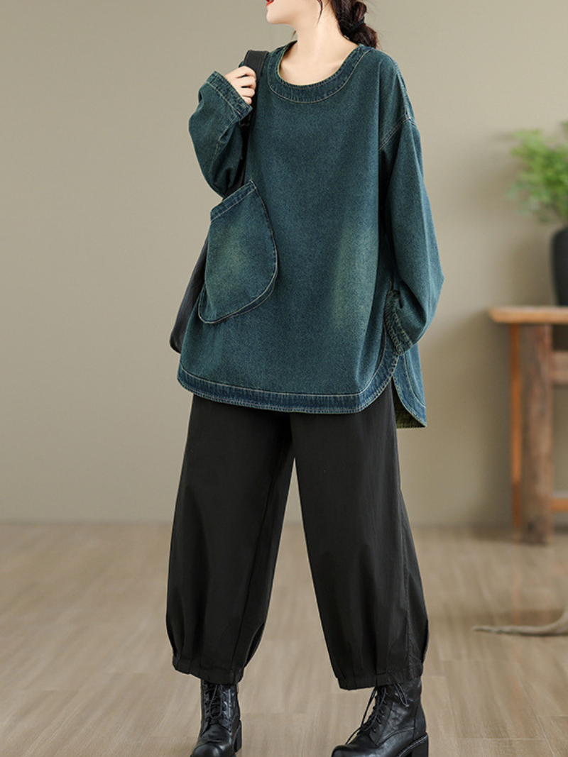 Women's Autumn Cozy and Stylish Casual Large Pockets Front Tops