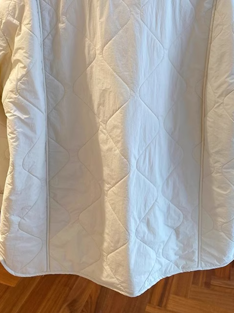 Embroidered Quilted Jacket with Patch Pockets & Oversized Silhouette