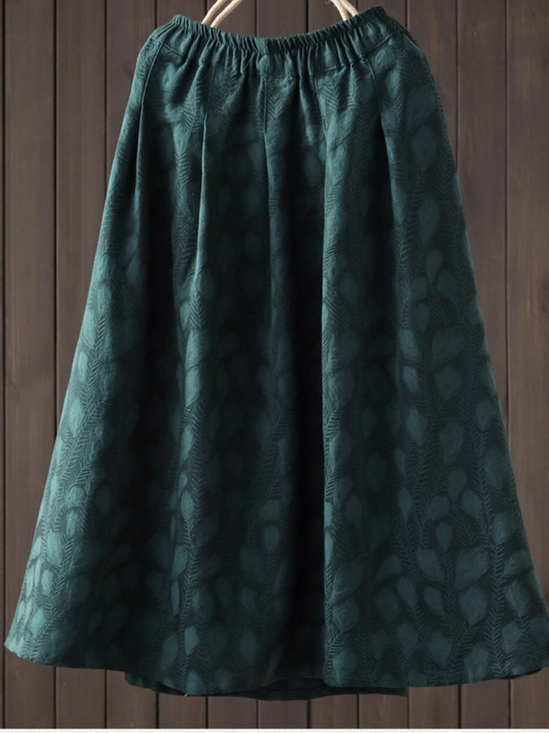 Jacquard A-Line Women's Midi Skirt with Soft Volume and Elastic Waist