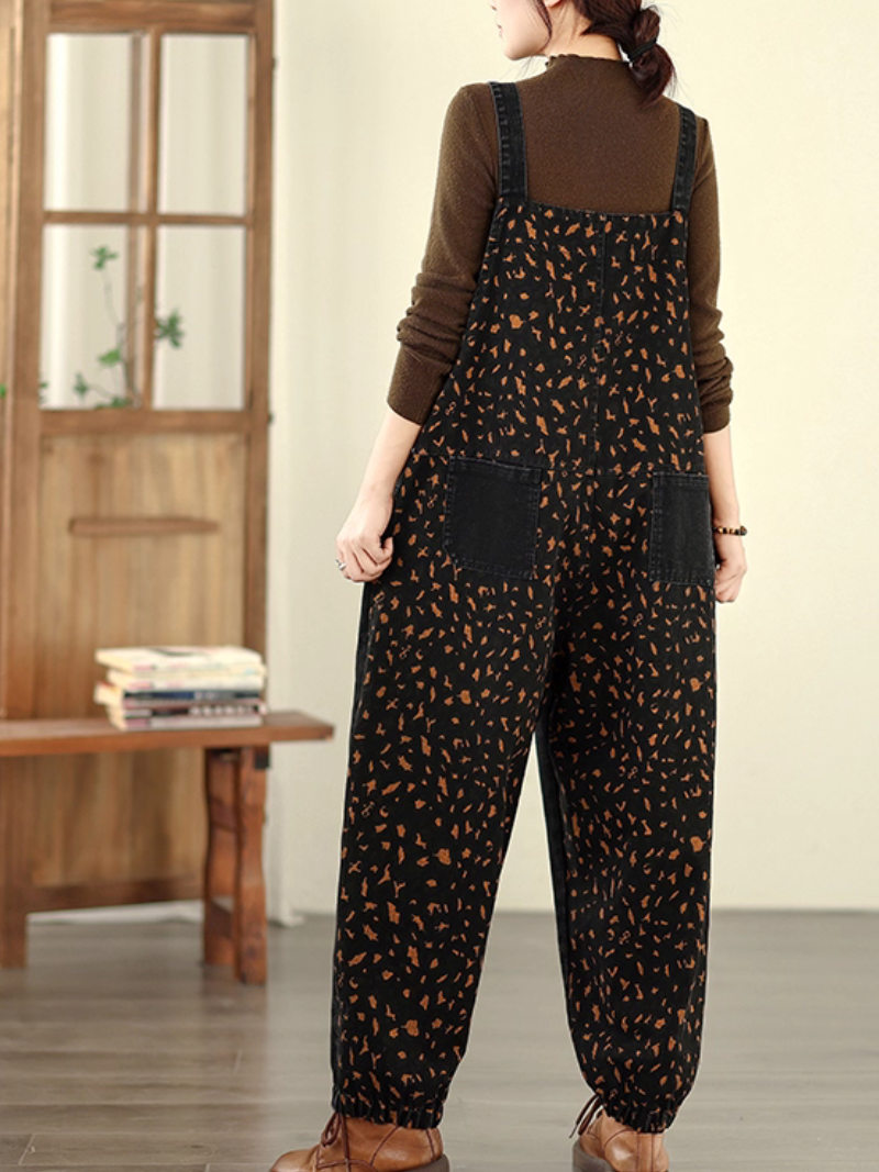 Vintage Women's Cotton Denim Overalls with Elastic hems | Eva Trends