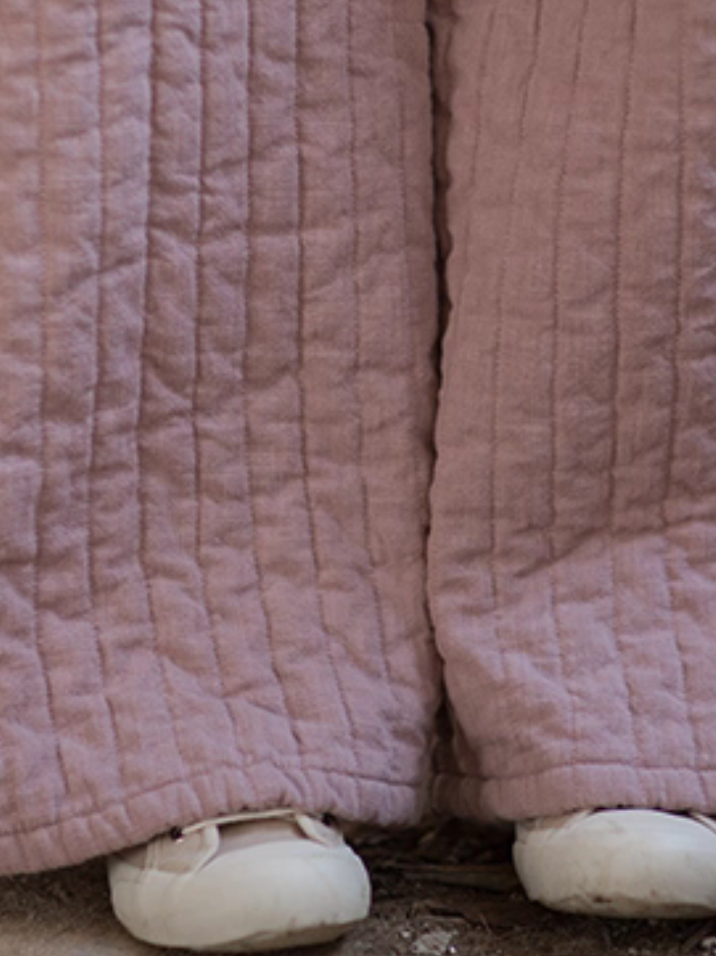 Women’s Quilted Wide-Leg High-Waist Cotton-Linen Pants, Effortlessly Chic Minimal Style Trousers