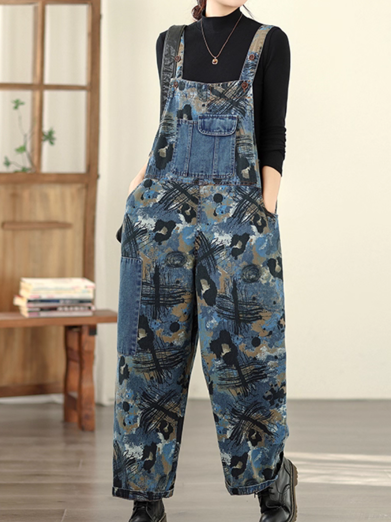Comfy & Artistic Women's Wide-Leg Denim Overalls | Eva Trends