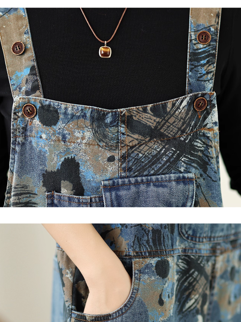 Comfy & Artistic Women's Wide-Leg Denim Overalls | Eva Trends