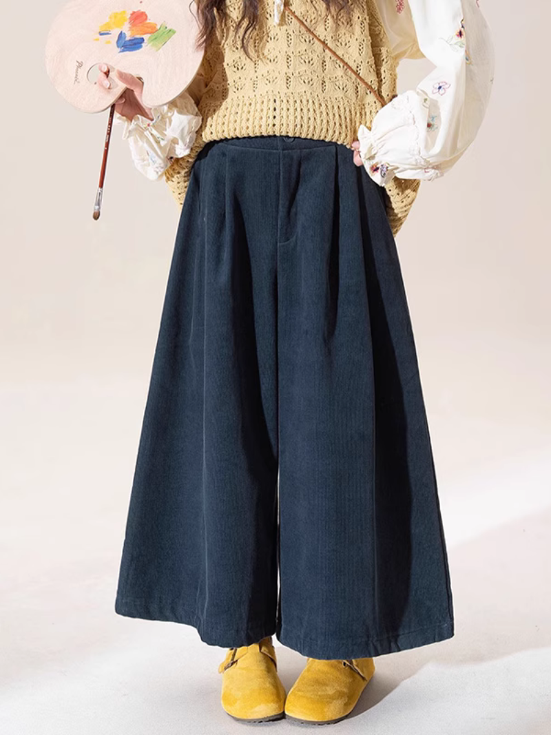 Chic Wide-Leg Palazzo Pants in Cotton Blend, Effortless Everyday Style