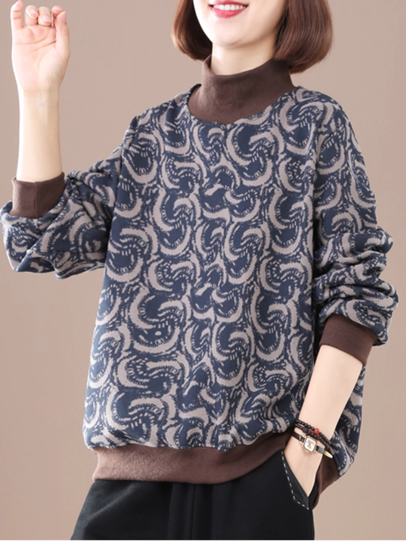 Abstract Swirl Print Relaxed Sweatshirt, Chic Everyday Pullover for Women