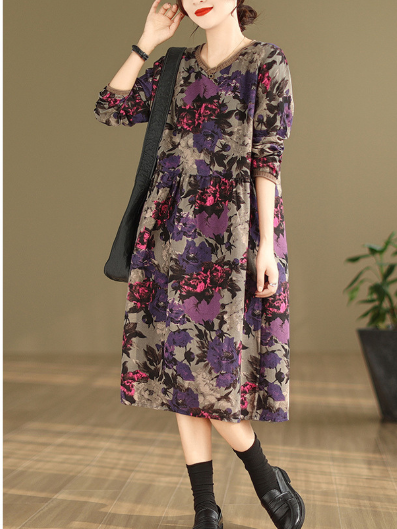 Women's Stylish and Comfortable Flower Printed Smock dress