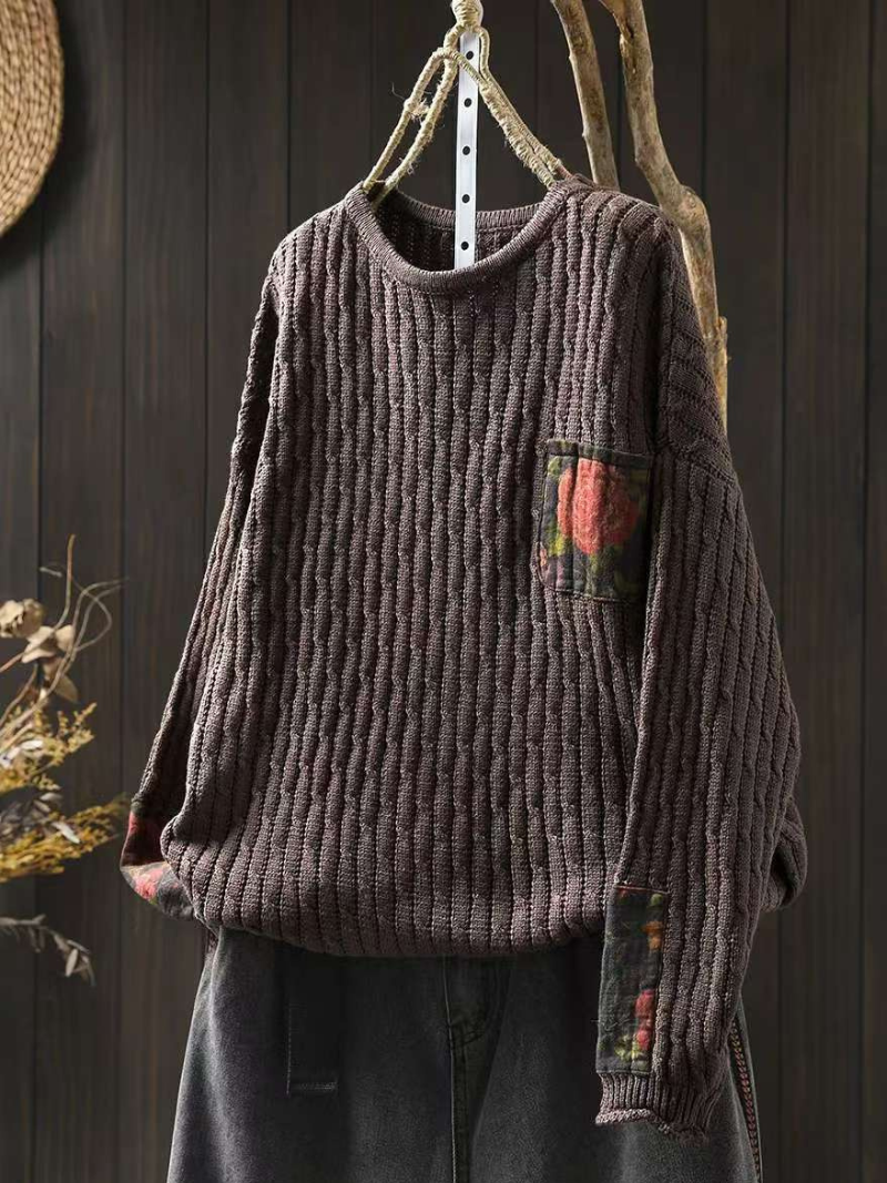 Chic Cotton Sweater Featuring a Contrast Pocket