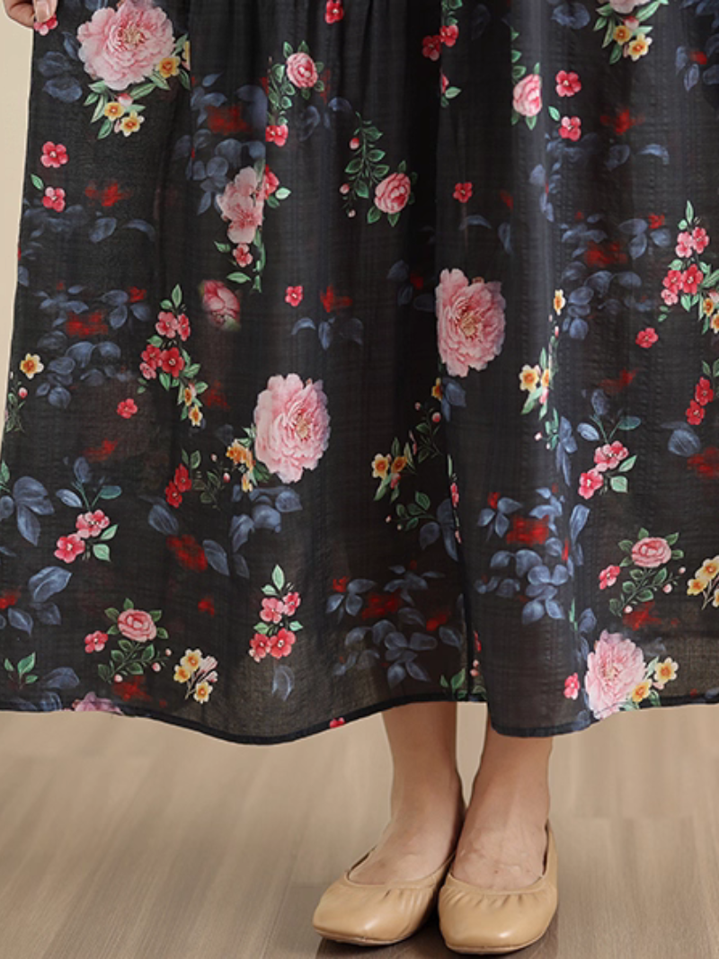 Boho Floral Beach Smock Dress for Summer Comfort