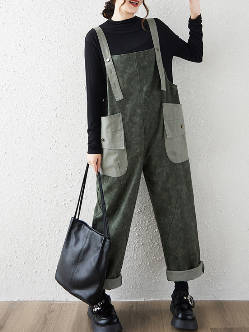 Women's Summer Soft Loose Large Pocket Overalls Dungarees