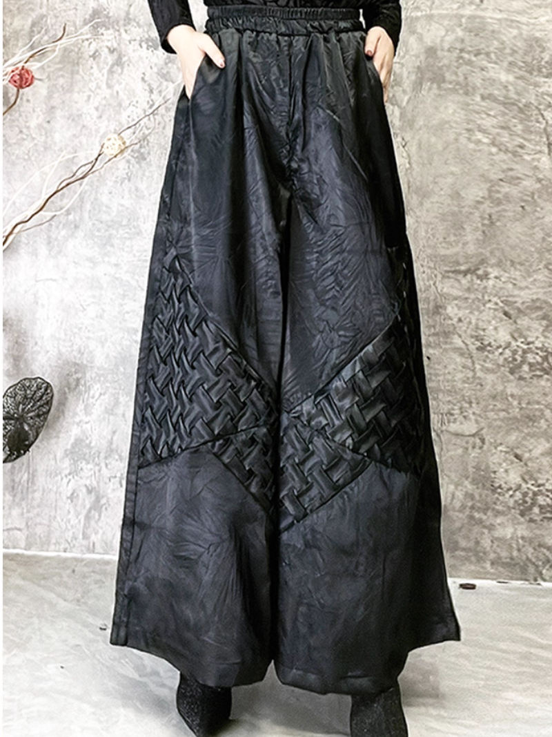 Women’s Daily Wear Soft Knit Embroidery Loose Bottom