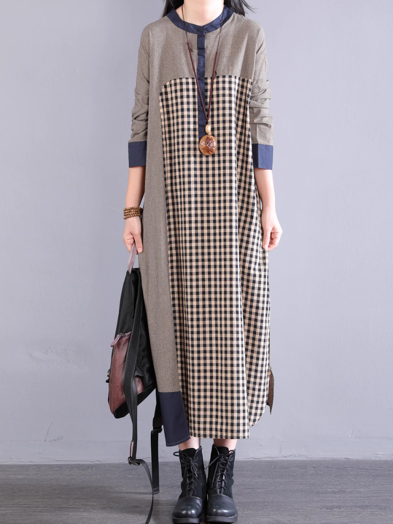 Women's Summer Everyday Stylish Plaid Midi Shirt Dress