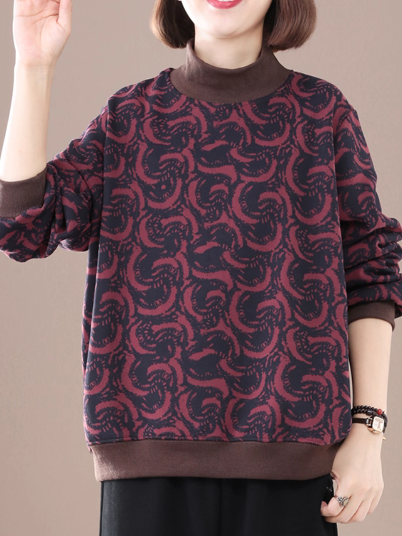 Abstract Swirl Print Relaxed Sweatshirt, Chic Everyday Pullover for Women