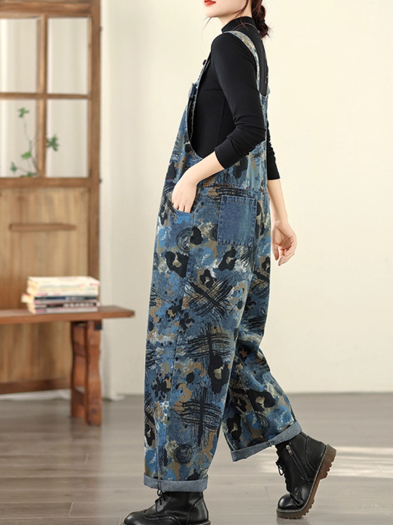 Comfy & Artistic Women's Wide-Leg Denim Overalls | Eva Trends