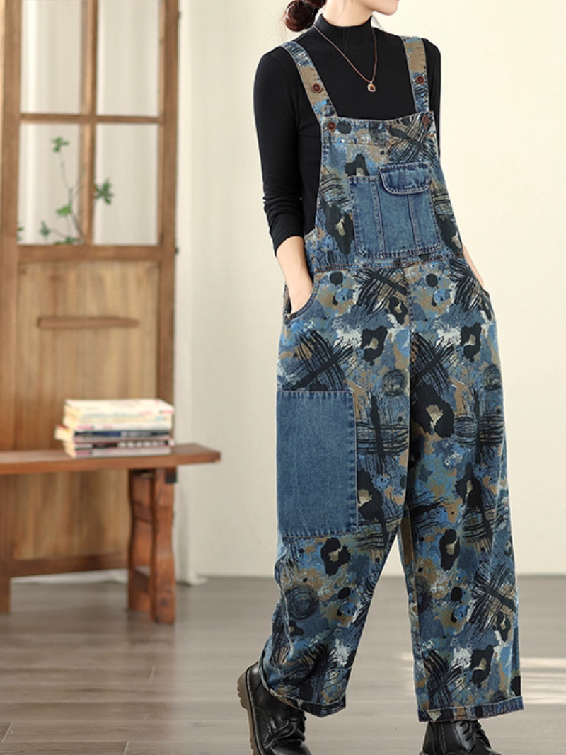 Comfy & Artistic Women's Wide-Leg Denim Overalls | Eva Trends