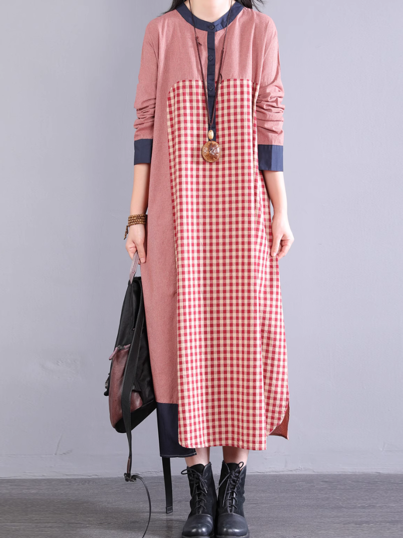 Women's Summer Everyday Stylish Plaid Midi Shirt Dress