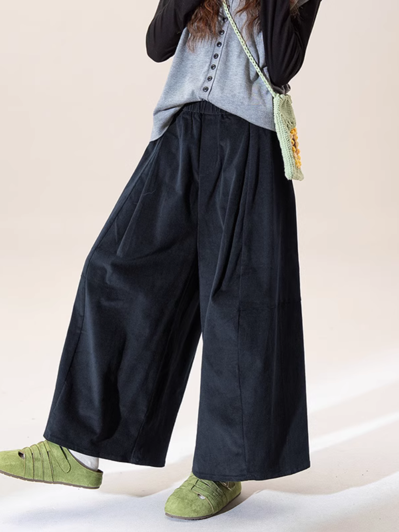 Chic Wide-Leg Palazzo Pants in Cotton Blend, Effortless Everyday Style