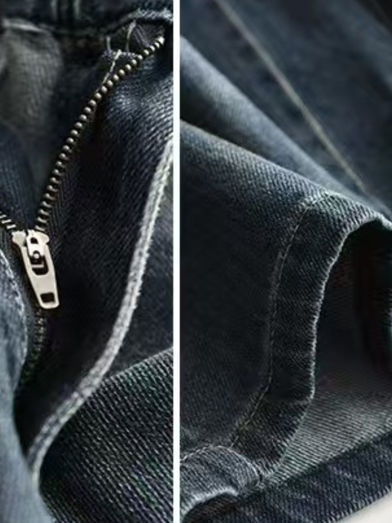 Relaxed Wide-Leg Denim Cotton Jeans with Elastic Waist, Effortless Chic