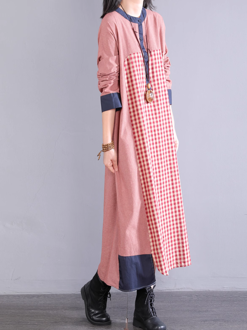 Women's Summer Everyday Stylish Plaid Midi Shirt Dress