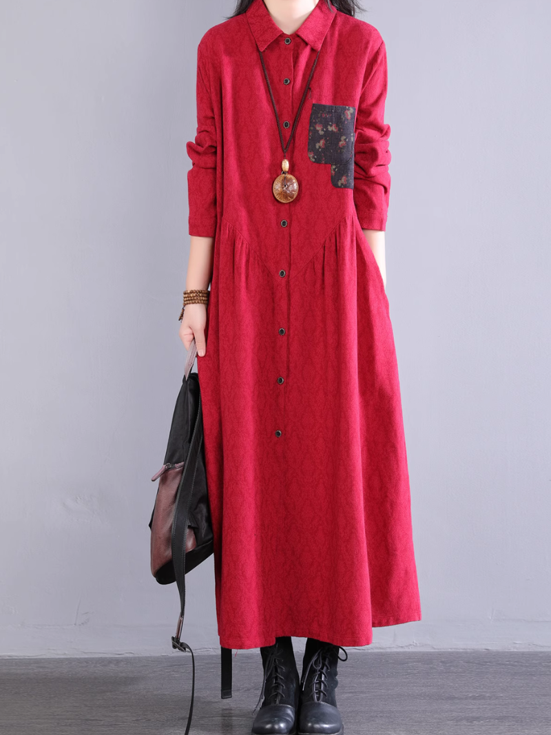 Women's Comfy Summer Side Pockets Button-Up A-Line Dress