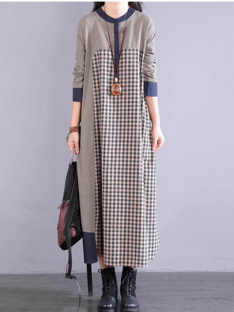 Women's Summer Everyday Stylish Plaid Midi Shirt Dress