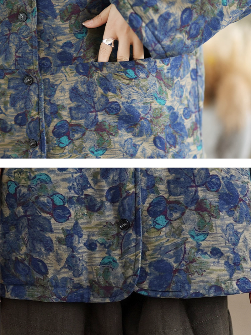 Vintage Floral Padded Jacket – Cozy, Loose-Fit Winter Outerwear
