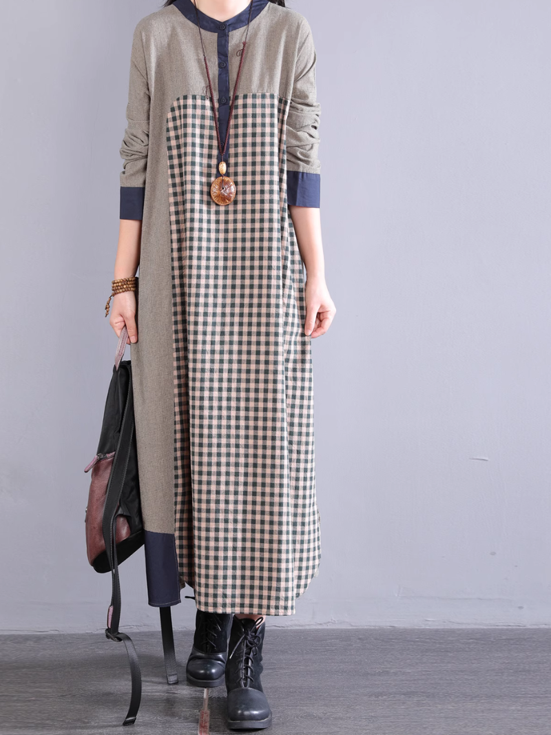 Women's Summer Everyday Stylish Plaid Midi Shirt Dress