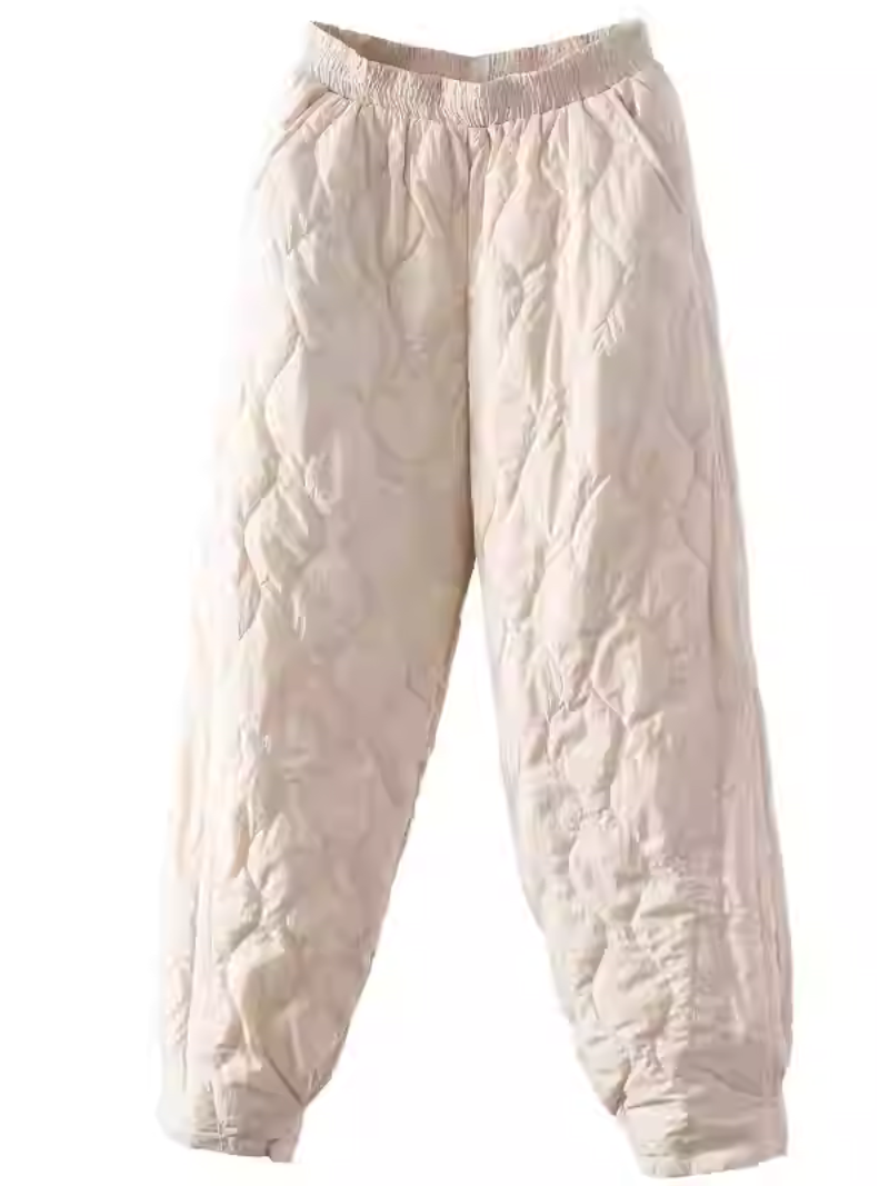 Elegant Quilted Thermal Jogger Pants, Cozy Winter Trousers for Women