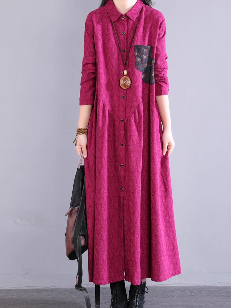 Women's Comfy Summer Side Pockets Button-Up A-Line Dress