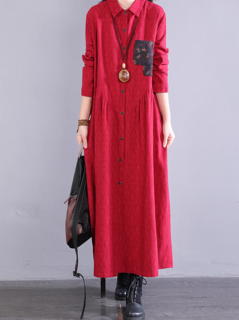 Women's Comfy Summer Side Pockets Button-Up A-Line Dress