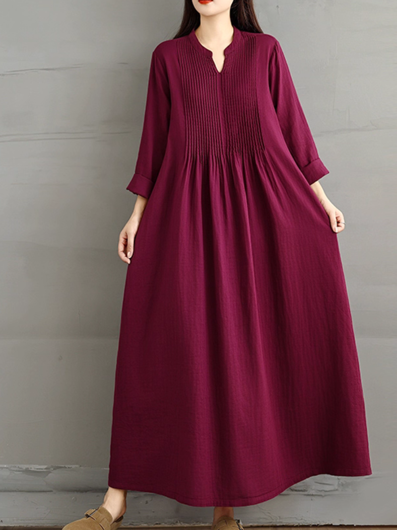 Women's Summer Cool Loose Fit Solid Side Pocket Smock Dress