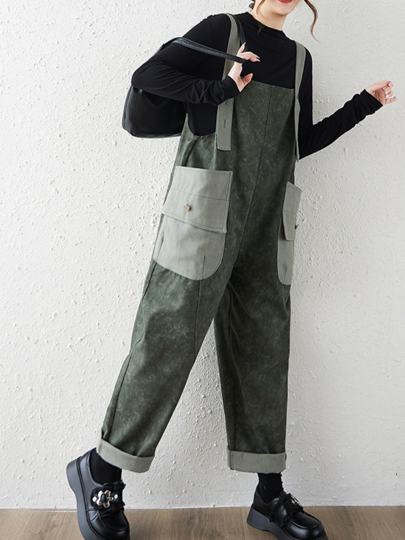 Women's Summer Soft Loose Large Pocket Overalls Dungarees