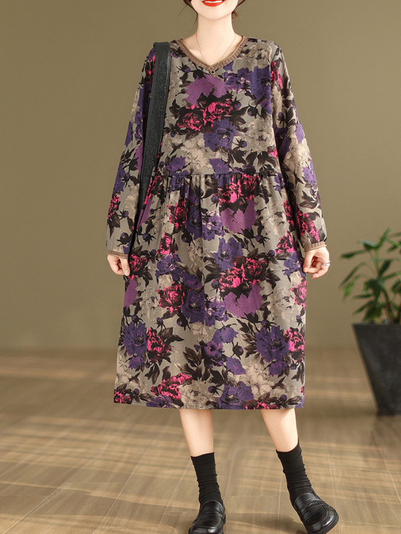 Women's Stylish and Comfortable Flower Printed Smock dress