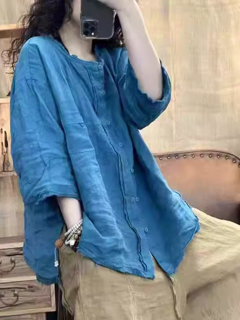 Women's Blue Half sleeves Top 