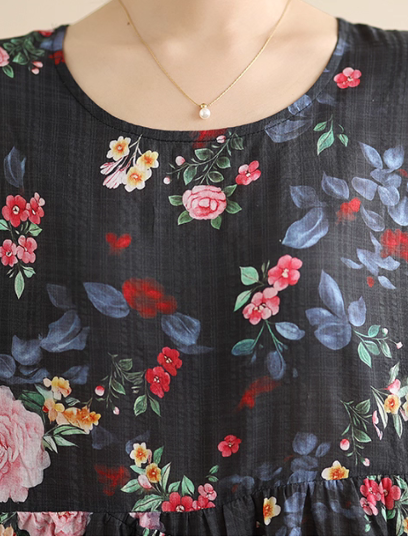 Boho Floral Beach Smock Dress for Summer Comfort