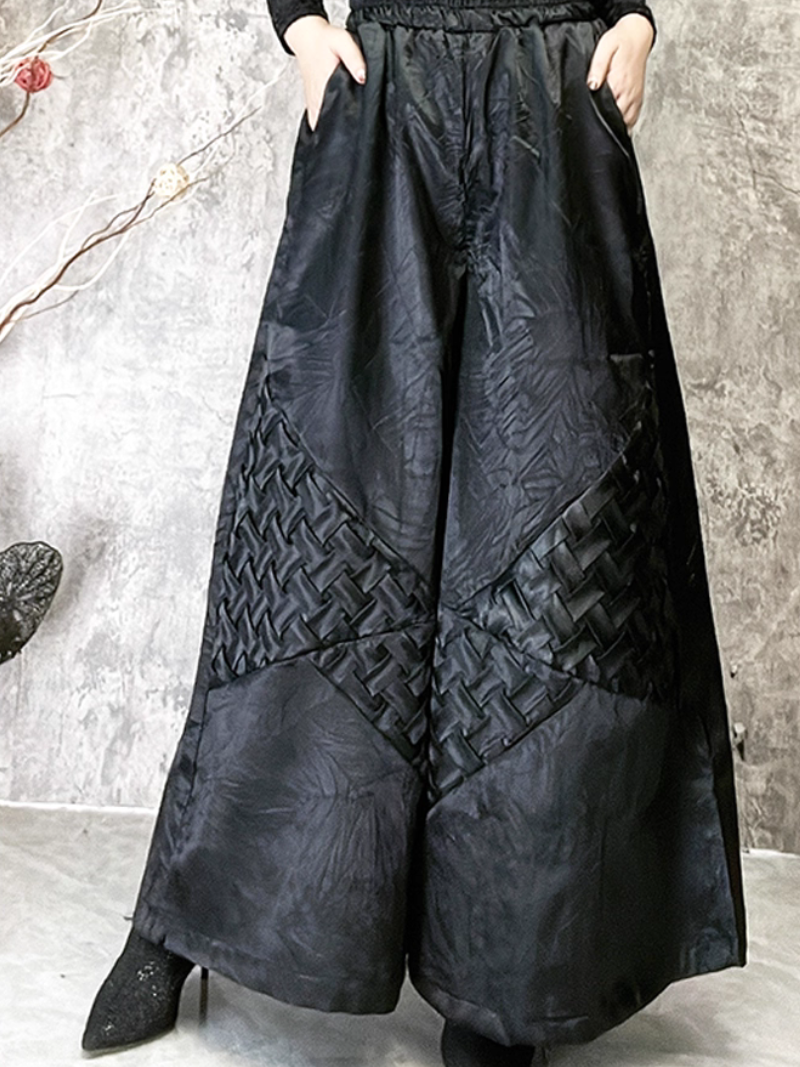 Women’s Daily Wear Soft Knit Embroidery Loose Bottom