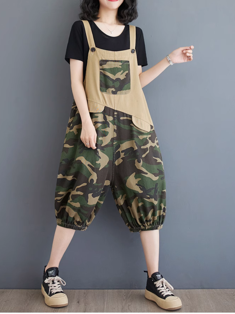 Women's  Fashionable Cropped Pants Summer Denim Dungarees