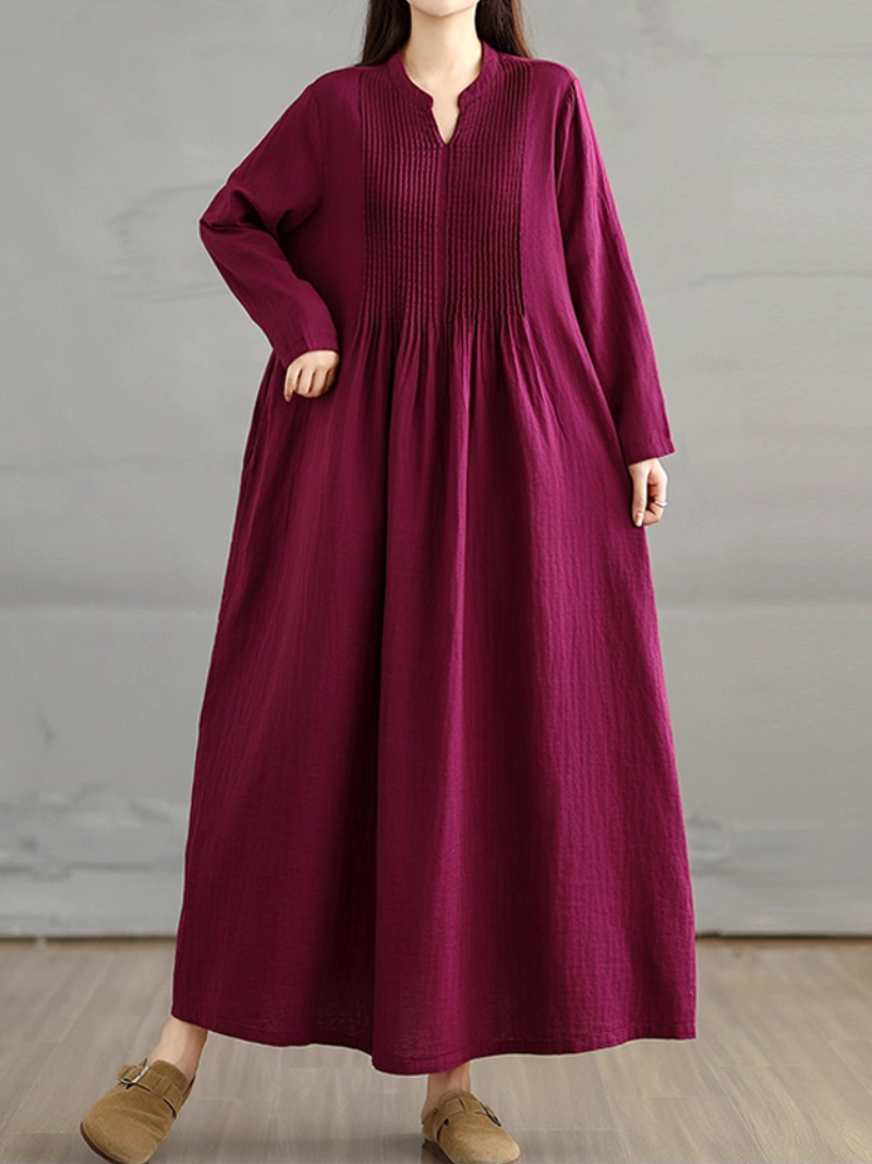 Women's Summer Cool Loose Fit Solid Side Pocket Smock Dress