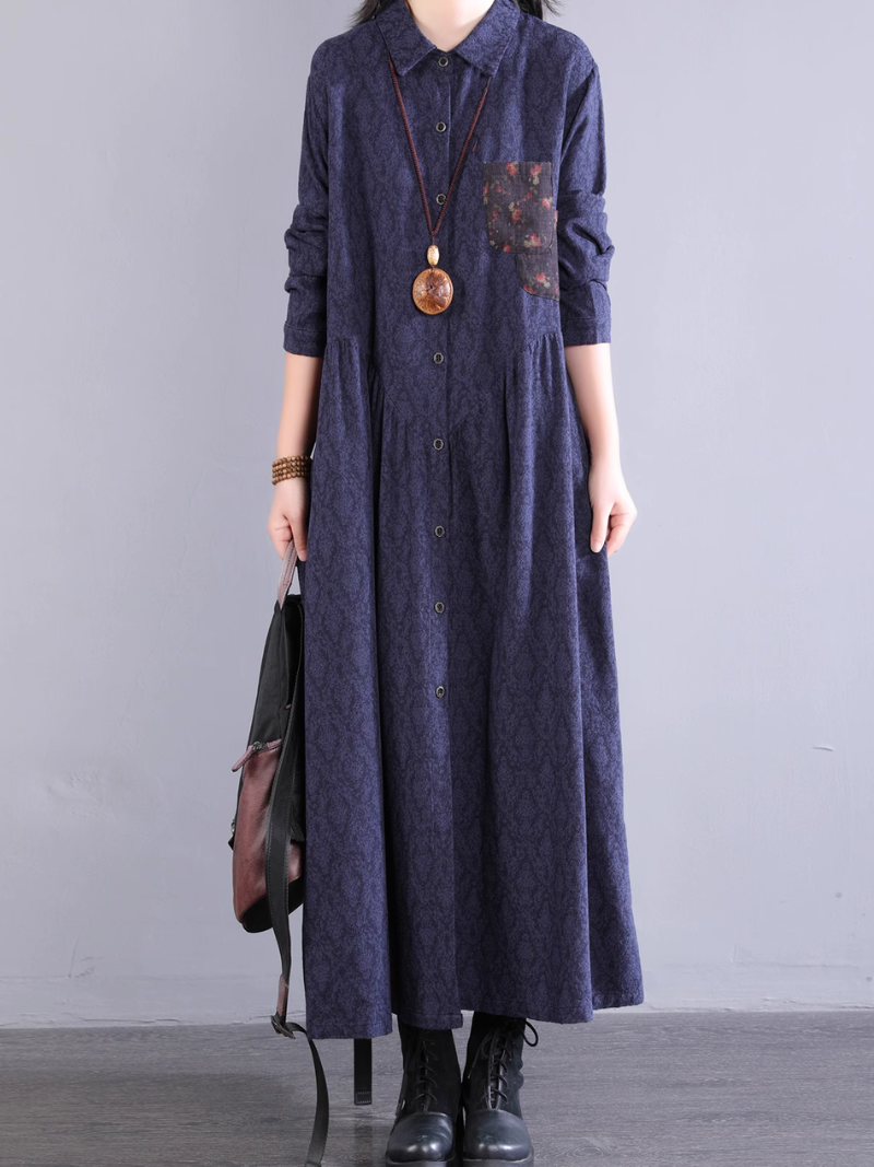 Women's Comfy Summer Side Pockets Button-Up A-Line Dress