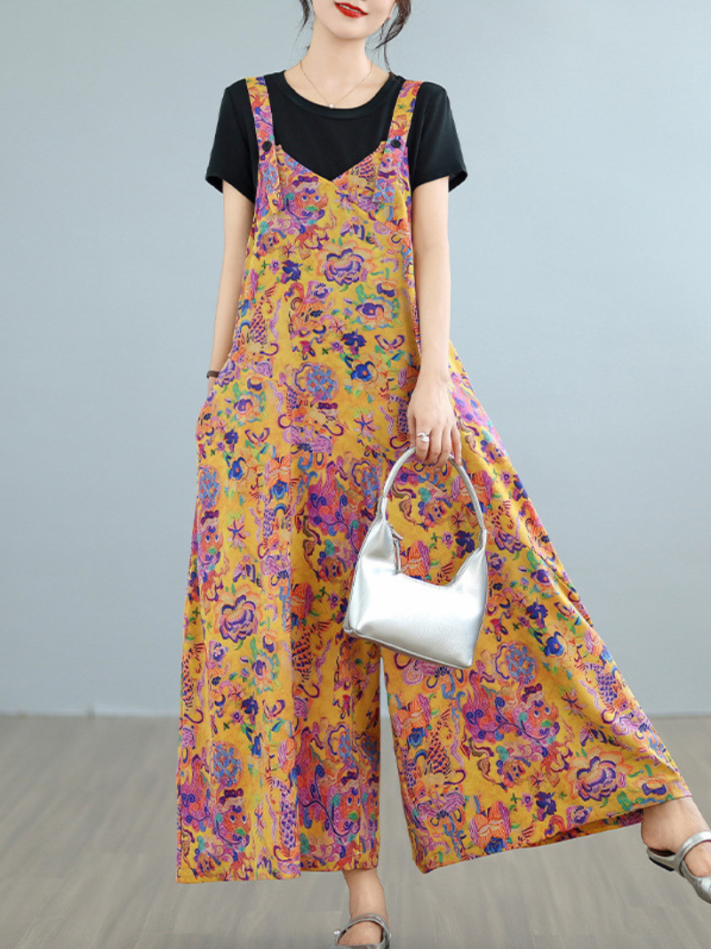 Women’s Summer & Spring Floral Printed Casual Dungarees