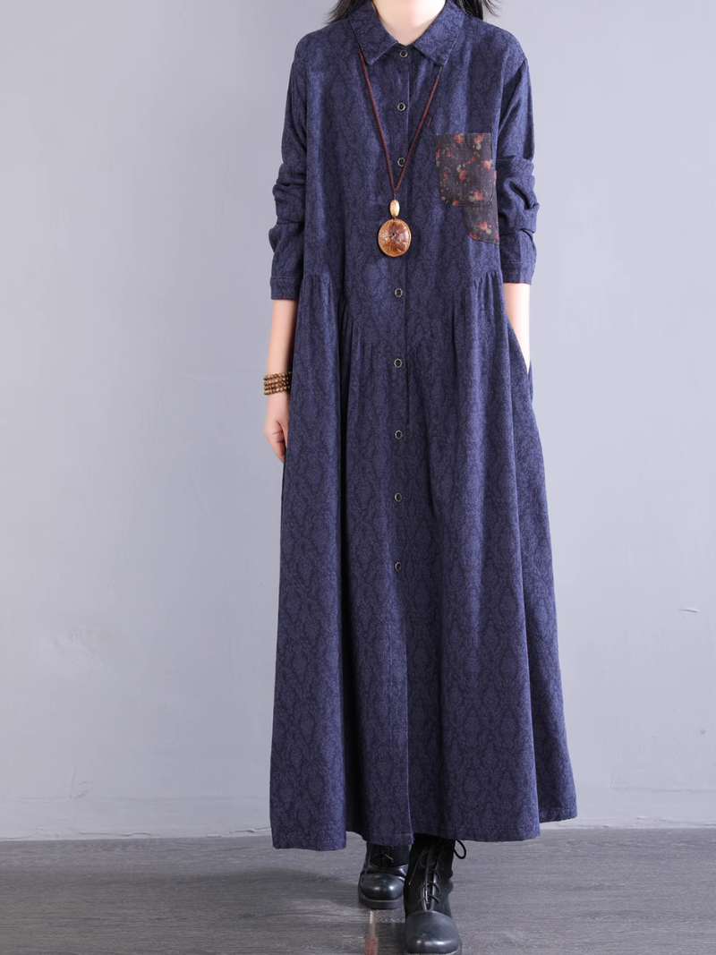 Women's Comfy Summer Side Pockets Button-Up A-Line Dress