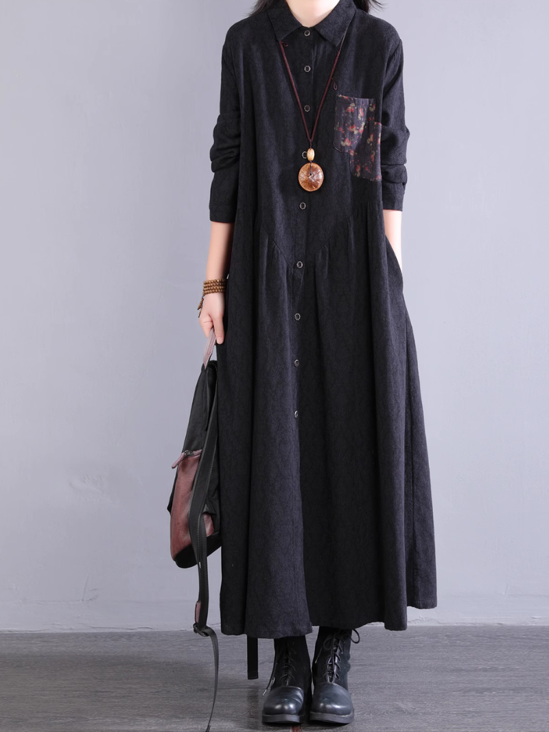 Women's Comfy Summer Side Pockets Button-Up A-Line Dress