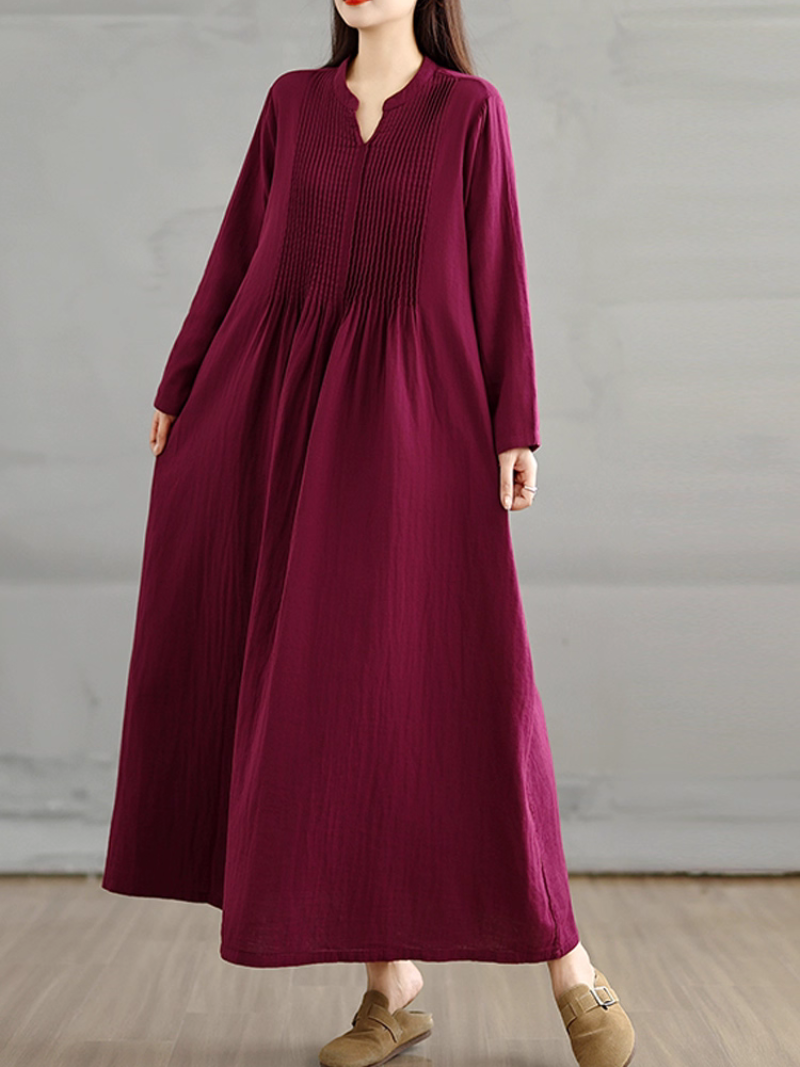 Women's Summer Cool Loose Fit Solid Side Pocket Smock Dress