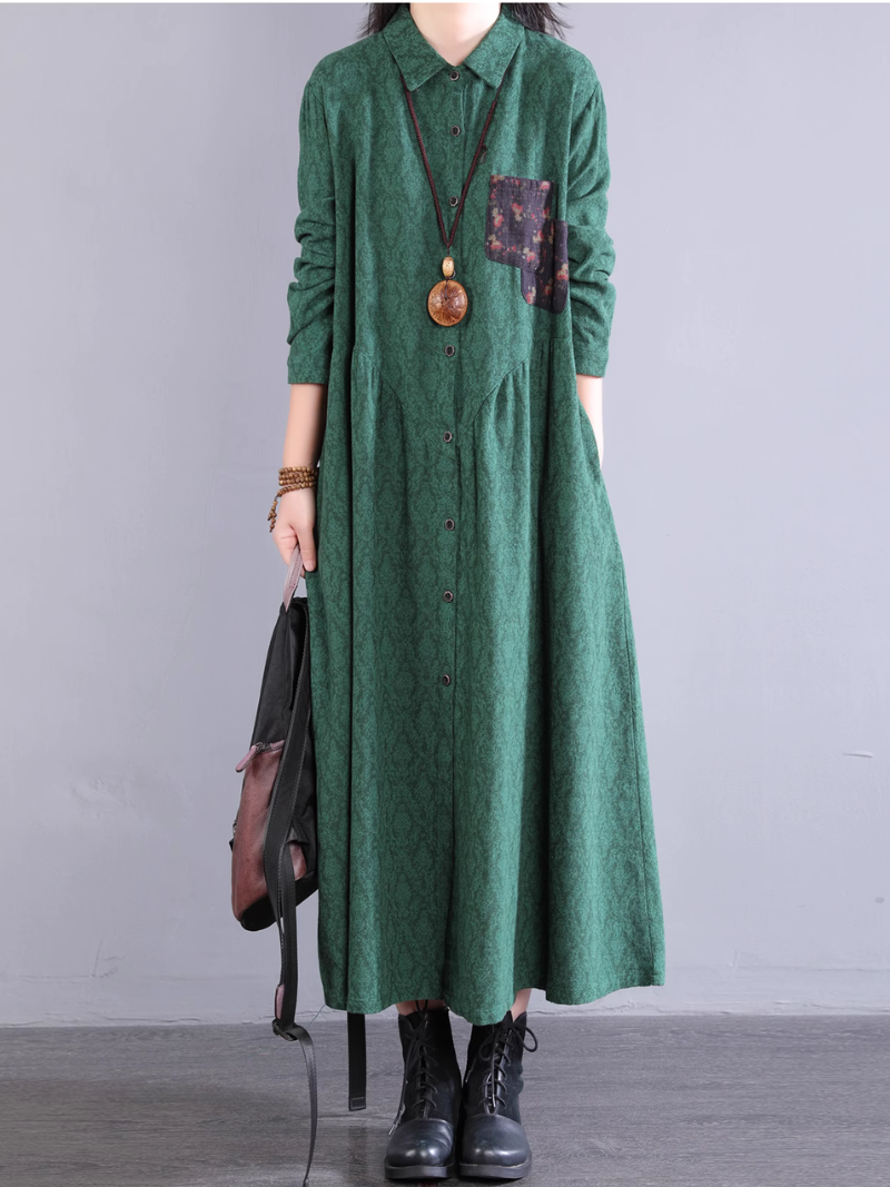 Women's Comfy Summer Side Pockets Button-Up A-Line Dress