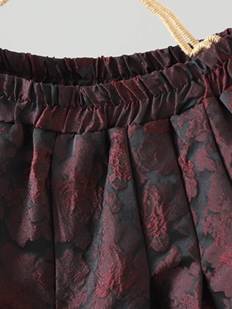 Textured Jacquard Tapered Pants for Women, Elegant Chic Elastic-Waist Trousers