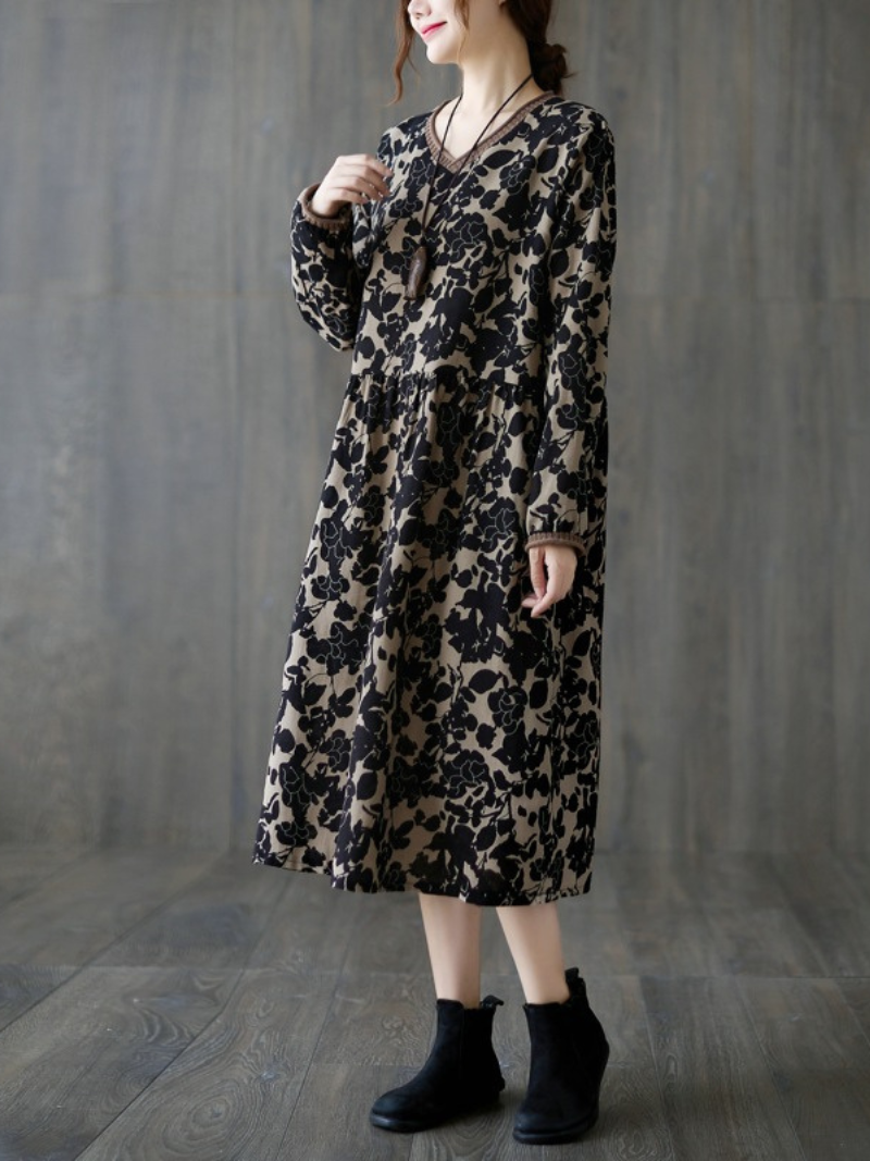 Women's Elegance and Charm Flower Printed Smock Dress