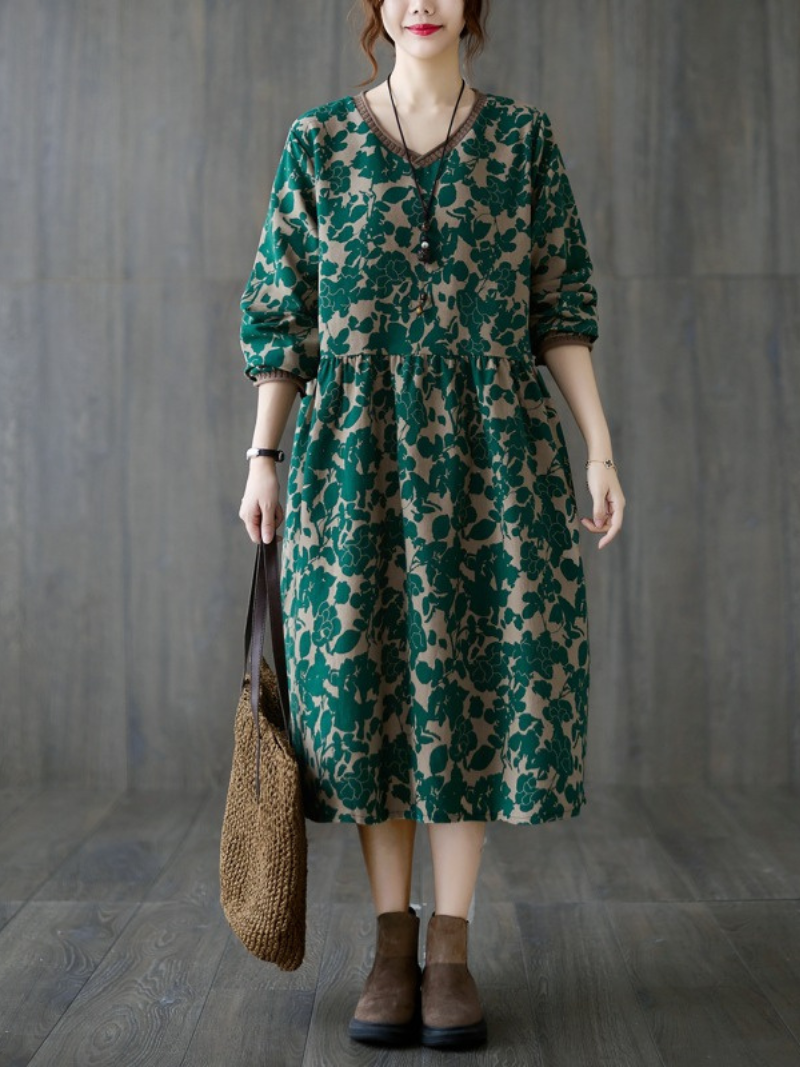 Women's Elegance and Charm Flower Printed Smock Dress