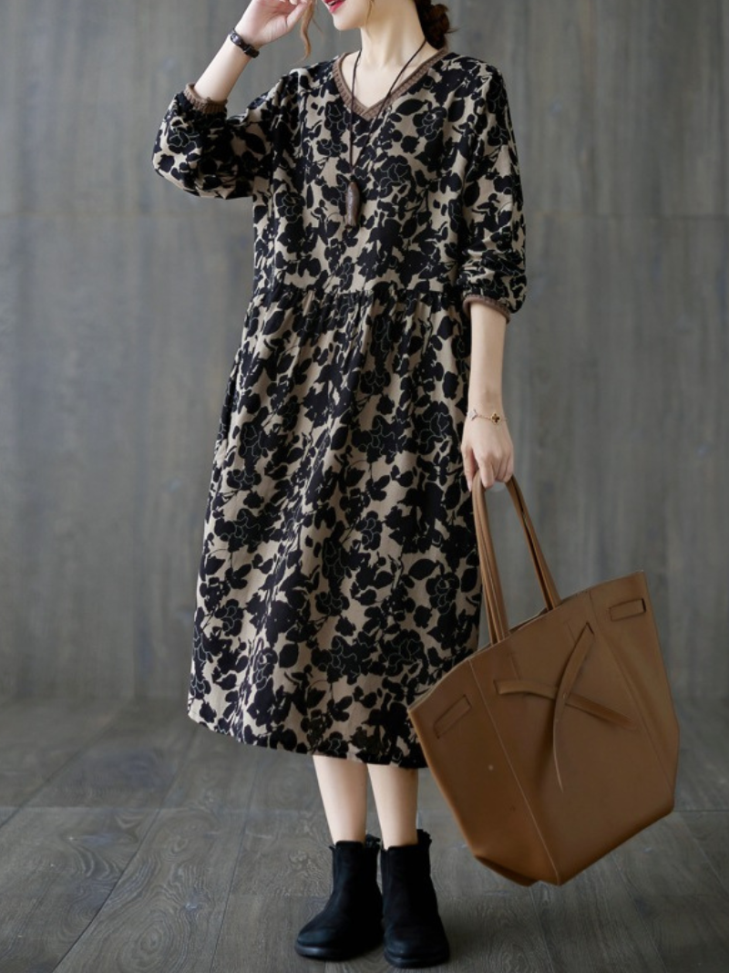 Women's Elegance and Charm Flower Printed Smock Dress