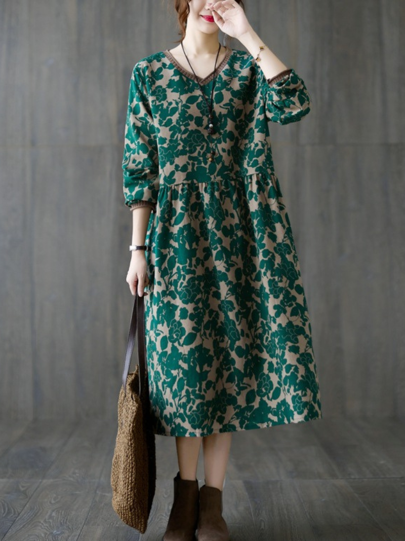 Women's Elegance and Charm Flower Printed Smock Dress