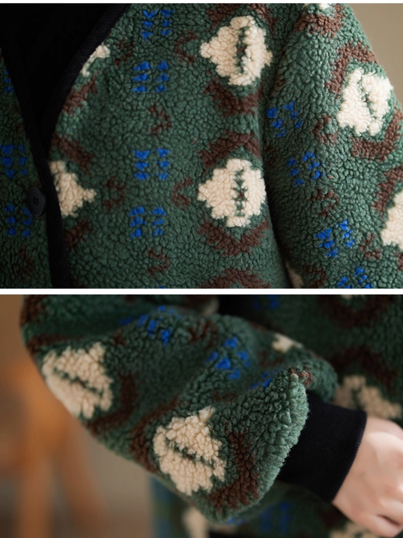 Cozy Sherpa Fleece Coatigan – Oversized Jacket with Patch Pockets